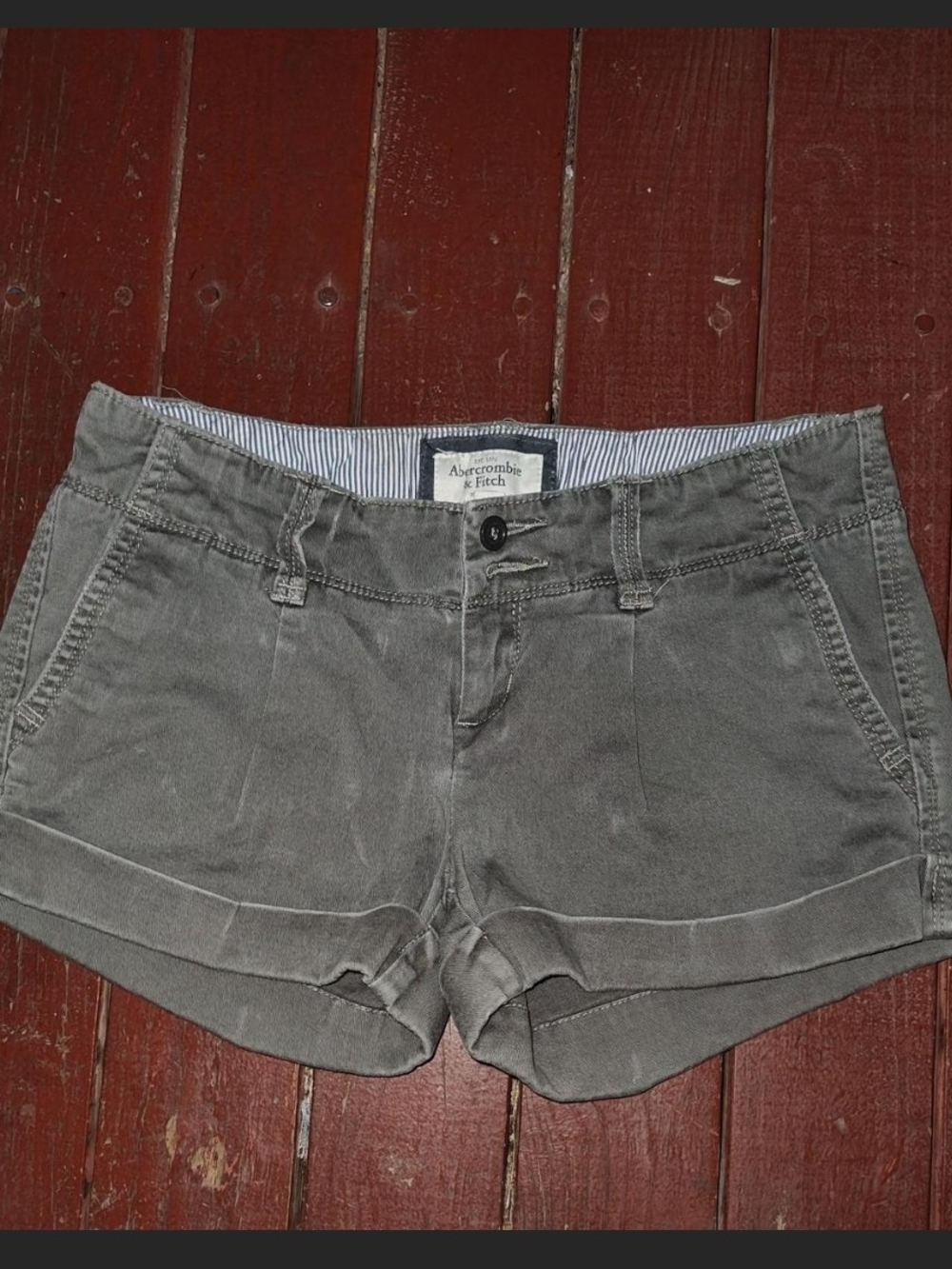 Abercrombie & Fitch Women's Green Cotton Roll-Hem Shorts